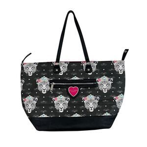 Betsey Johnson Leopard Queen Tote Shoulder Bag Heart Logo Animal Print